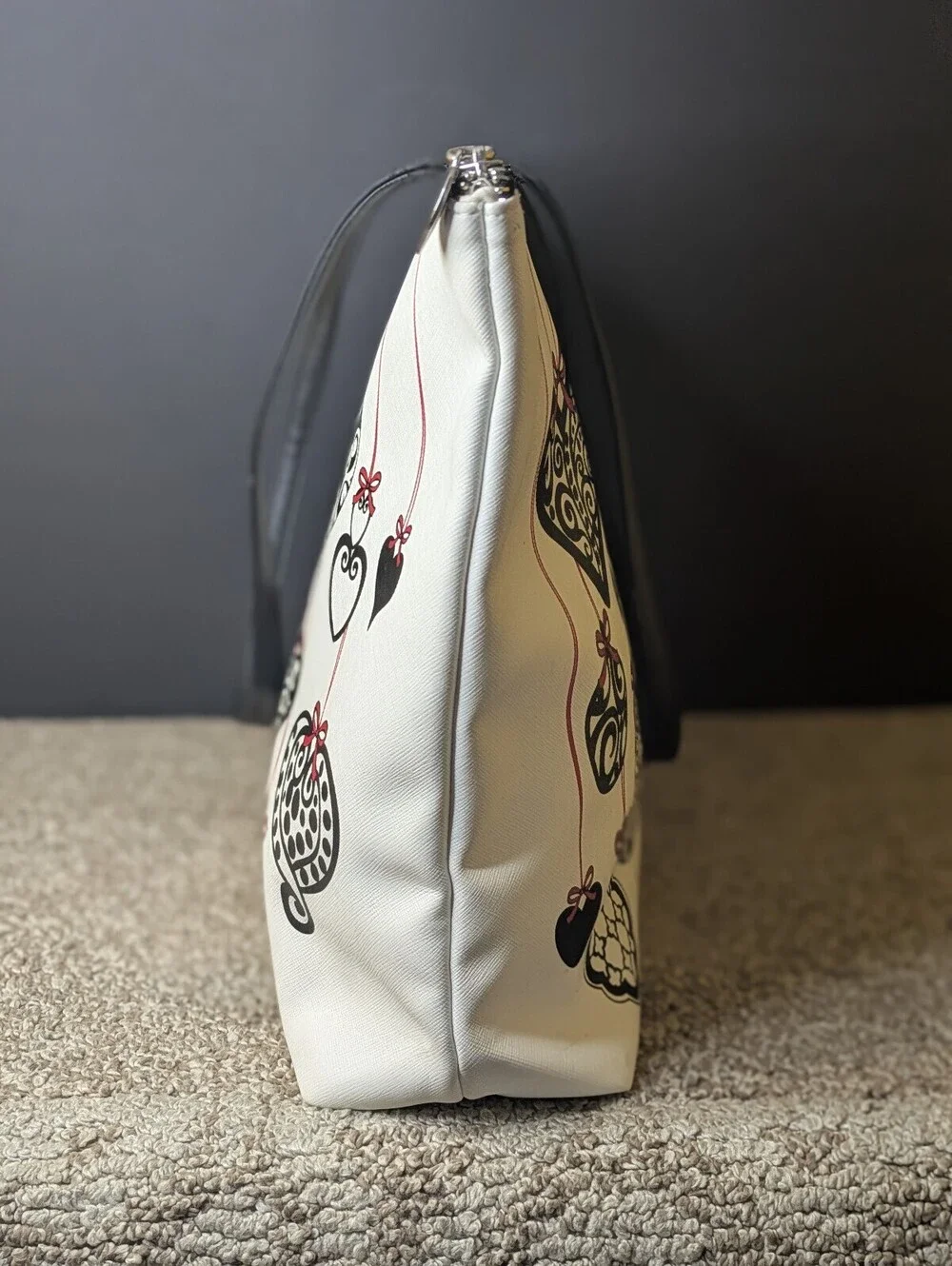 Brighton Love Notes Tote Bag White Faux Saffiano Leather Christmas Ornaments